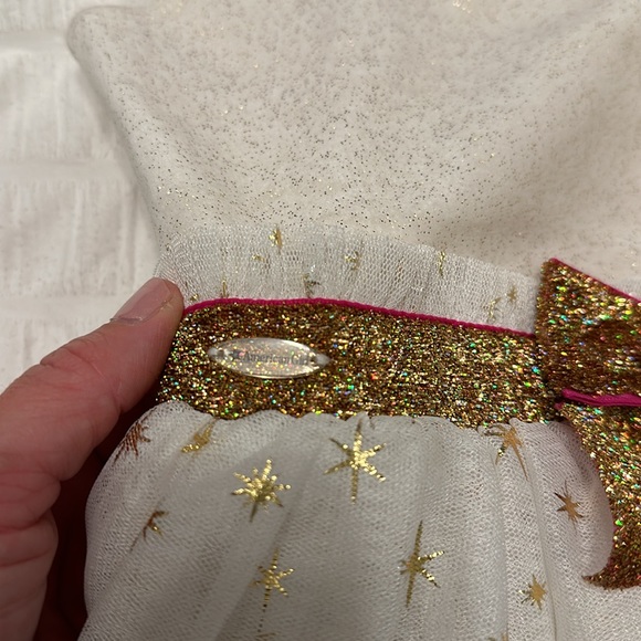 EUC AMERICAN GIRL DRESS - cream & gold party holiday dress size 7 - Picture 3 of 7